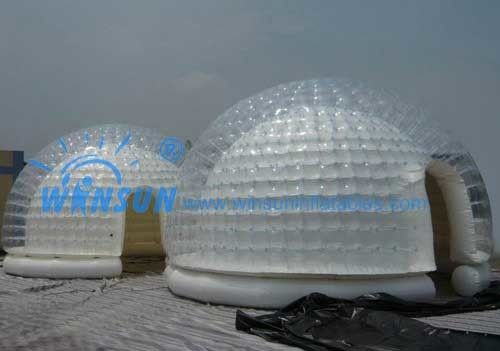 Красивый ясный раздувной шатер пузыря, шатер купола крупного плана диаметра 6м